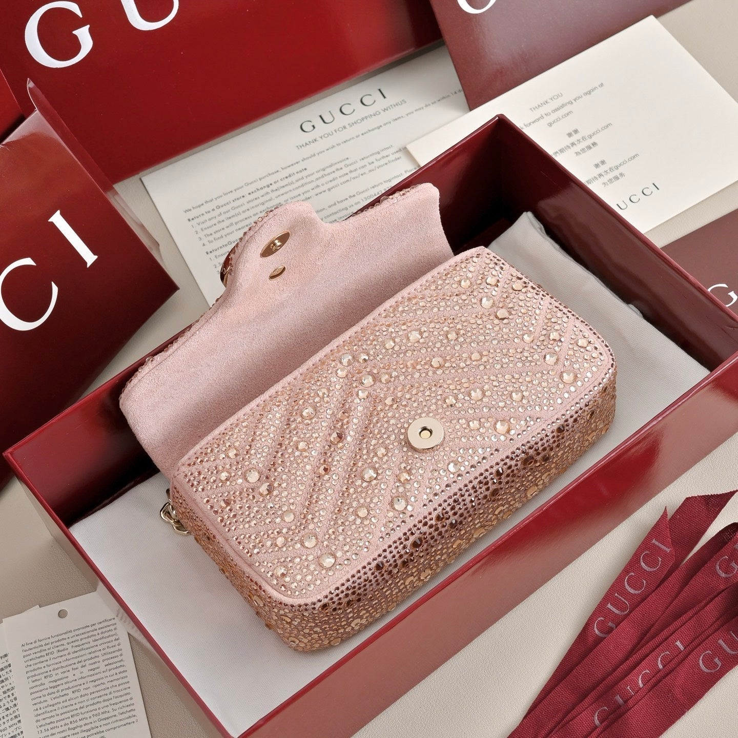 GUCCI Marmont Crystal Shoulder Bag